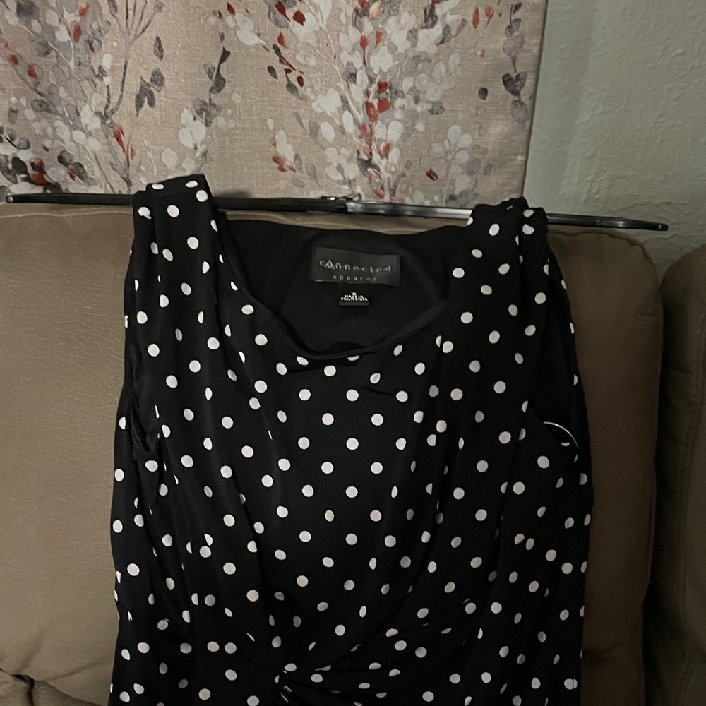 Connected Apparel Black and White Polka Dot Dress